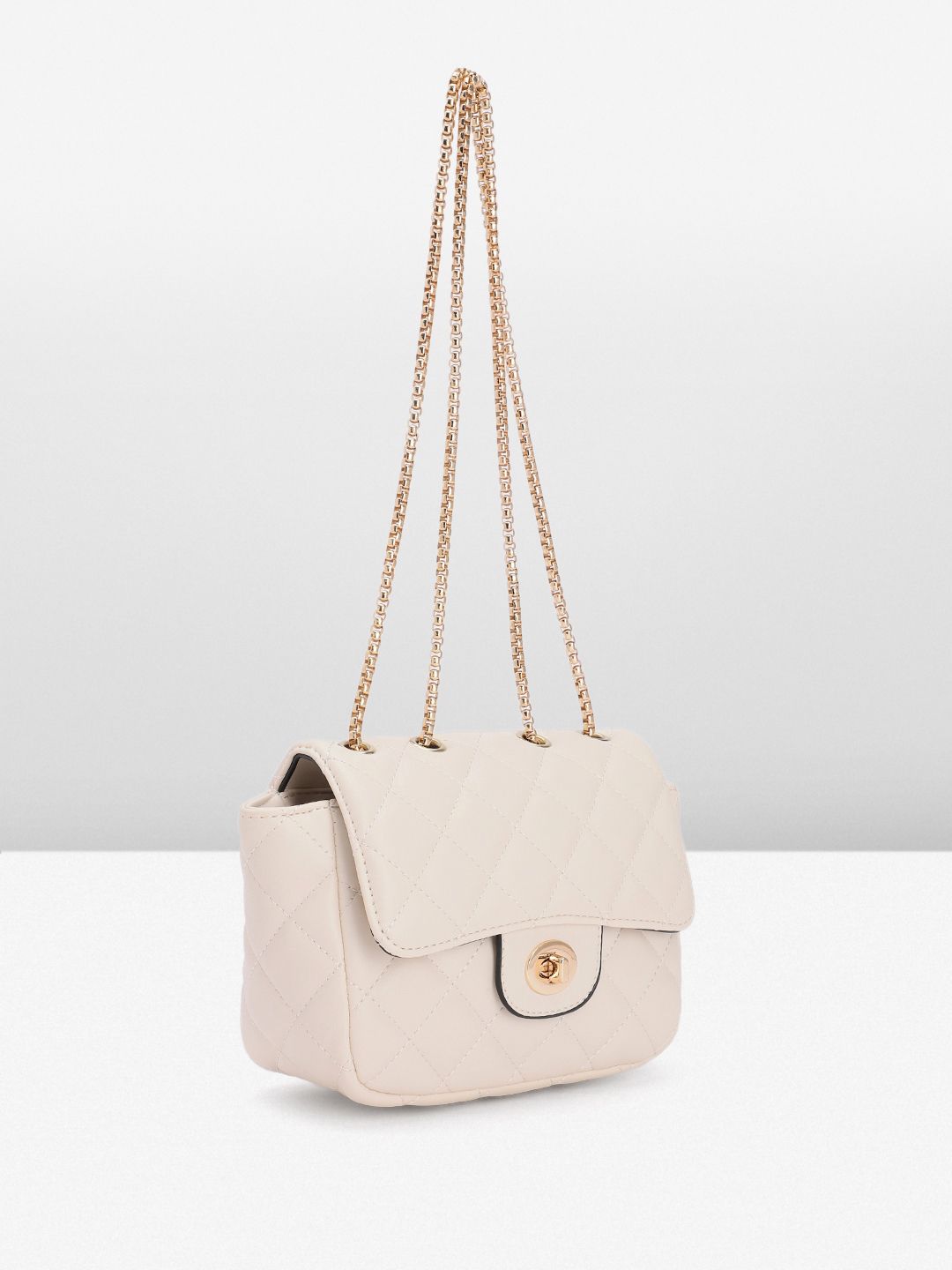 DressBerry Solid Quilted Structured Shoulder Bag