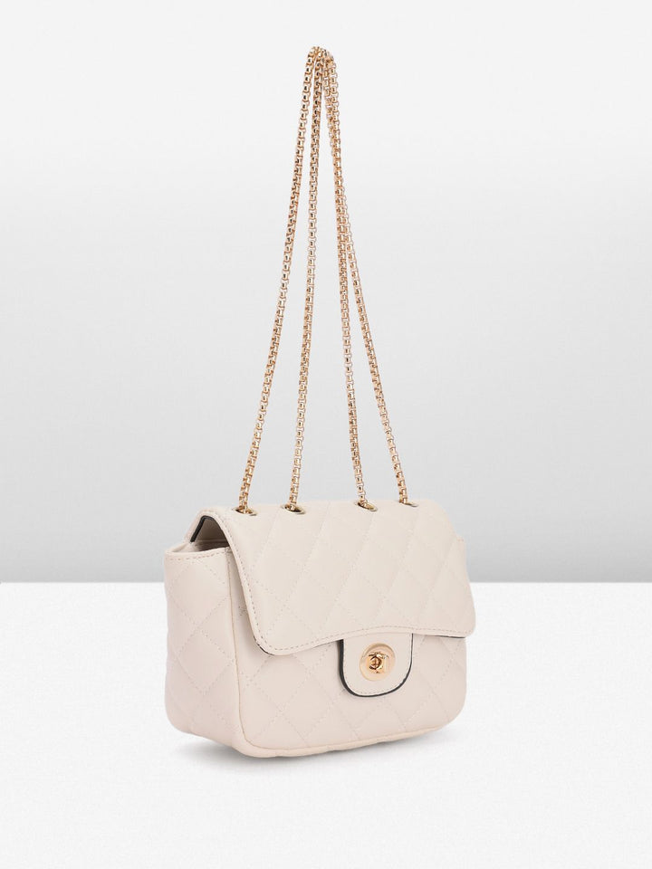 DressBerry Solid Quilted Structured Shoulder Bag