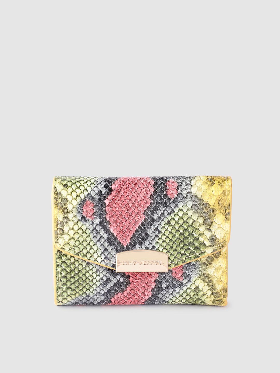Lino Perros Women Snake Skin Textured Three Fold Wallet