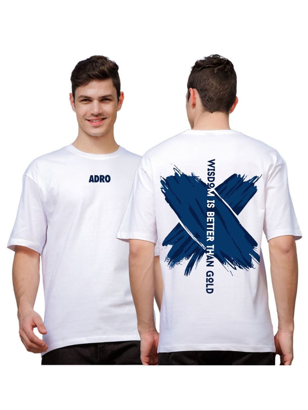 ADRO Men Typography Lengan Panjang Applique T-shirt