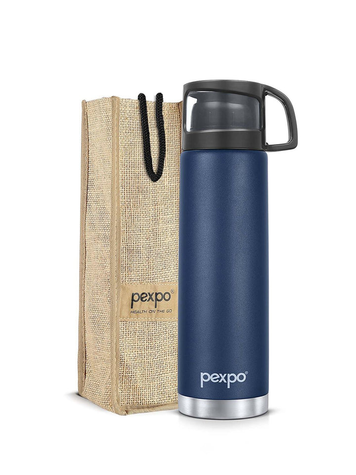 Pexpo Fererro Blue ISI Certified Thermosteel Hot and Cold Flask Water Bottle 1000ml