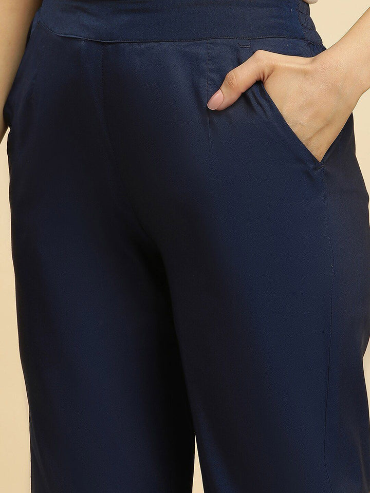 W Women Blue Straight Fit Trousers