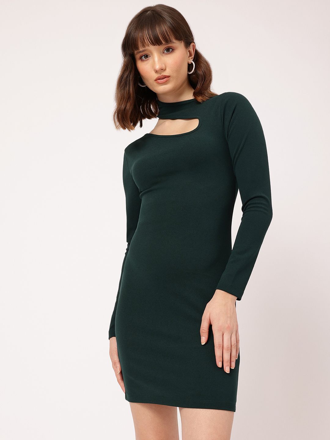 DressBerry Soft Edge Asymmetric Neck Sheath Mini Dress