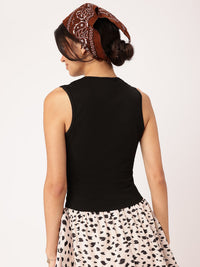 DressBerry Vintage Revival Bow Detail Scoop Neck Top