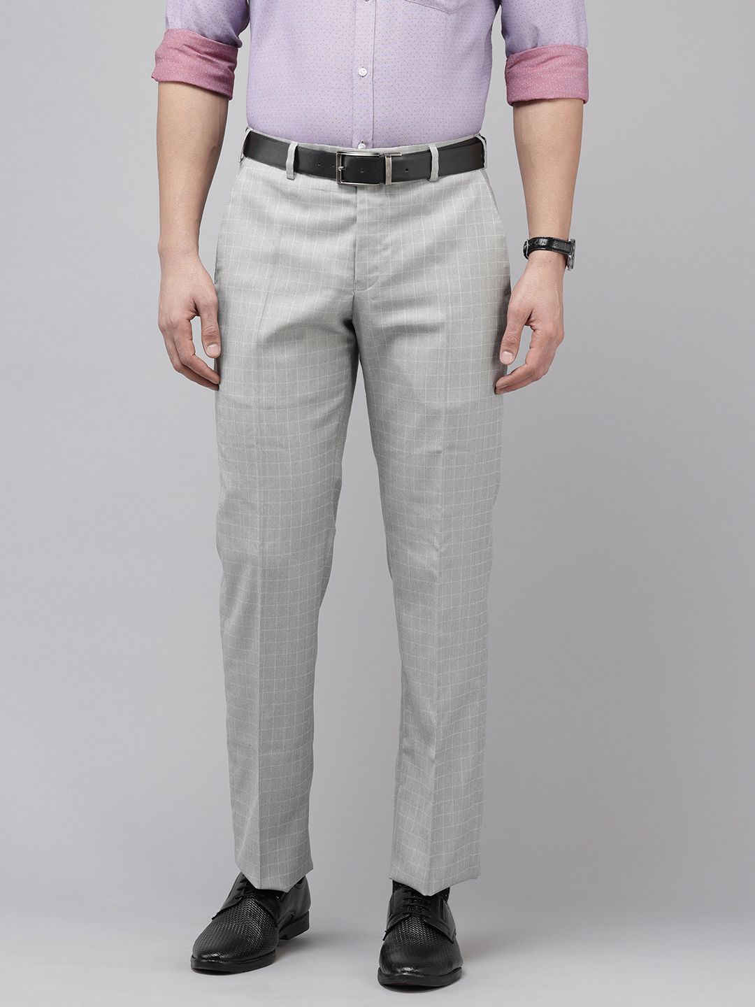 Park Avenue Men Checked Formal Trousers