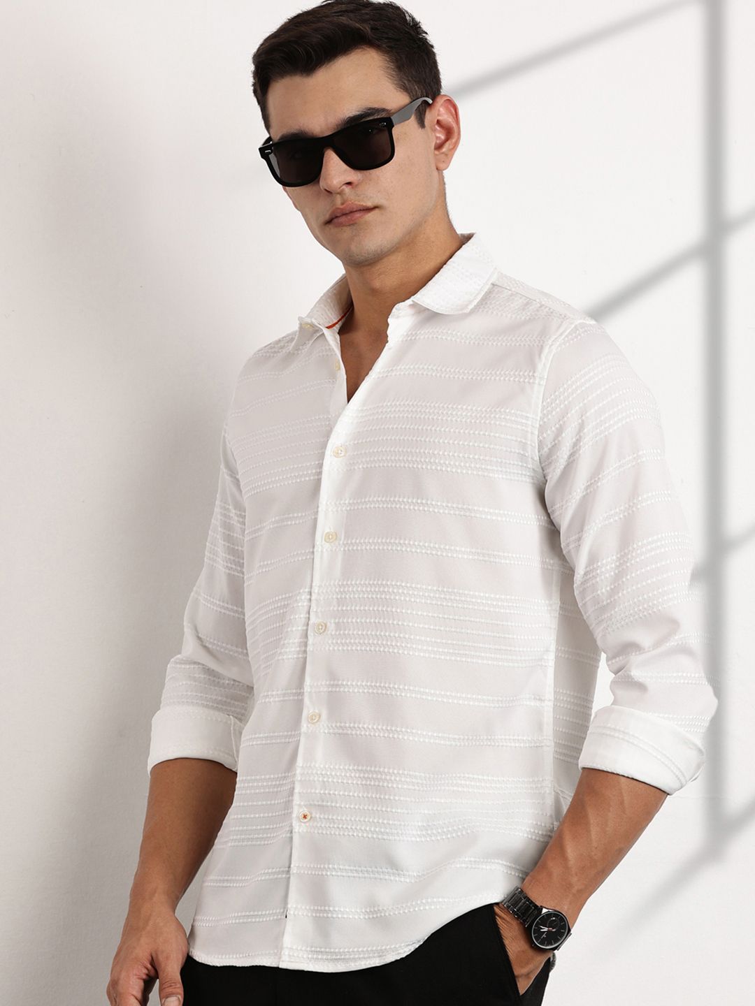 Thomas Scott Men Premium Slim Fit Opaque Casual Shirt