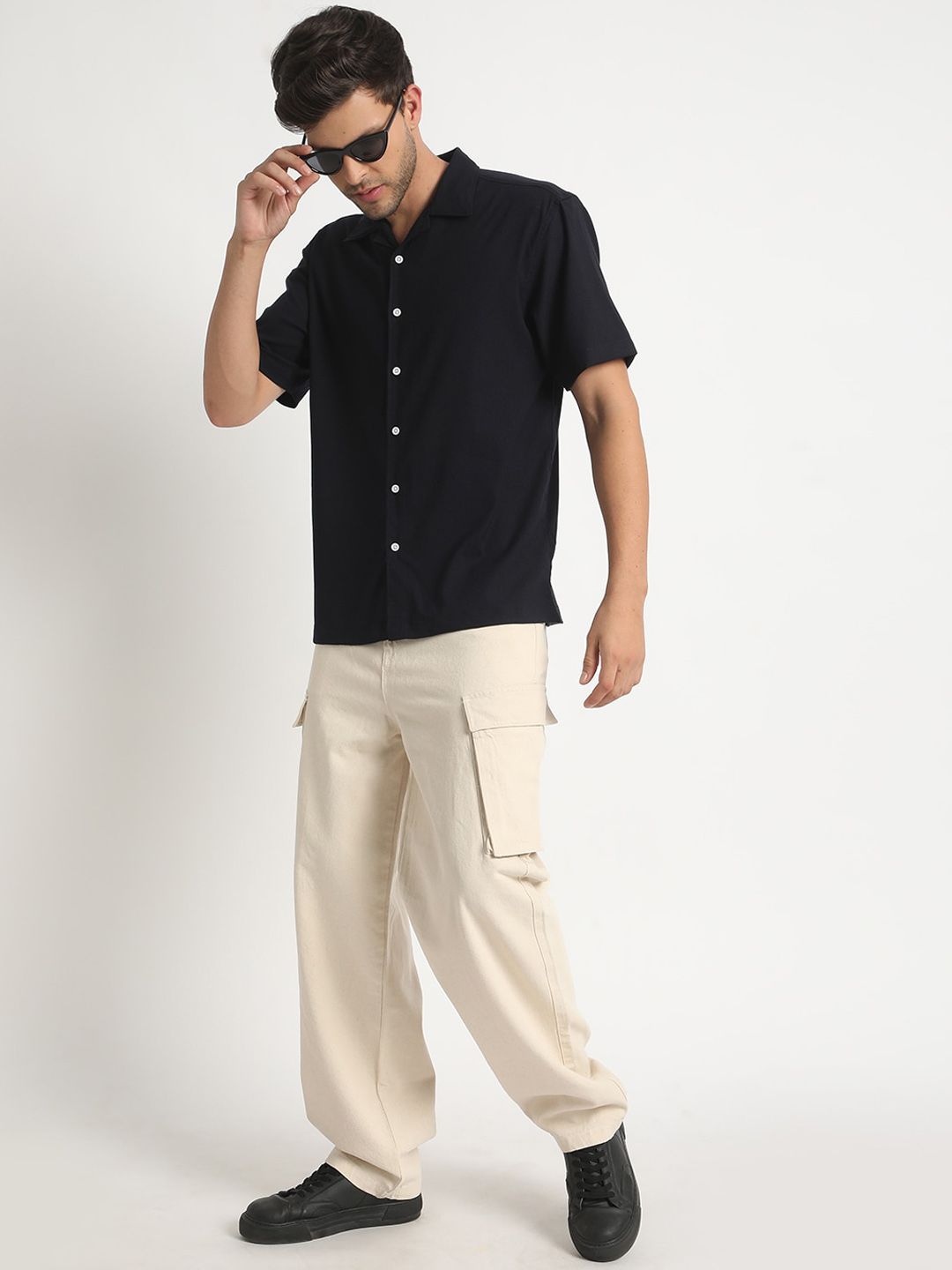 Bene Kleed Men Clean Look Pure Cotton Baggy Jeans