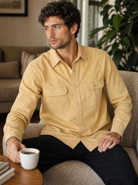 Eszett Long Sleeves Spread Collar Opaque Pure Cotton Regular Fit Casual Shirt