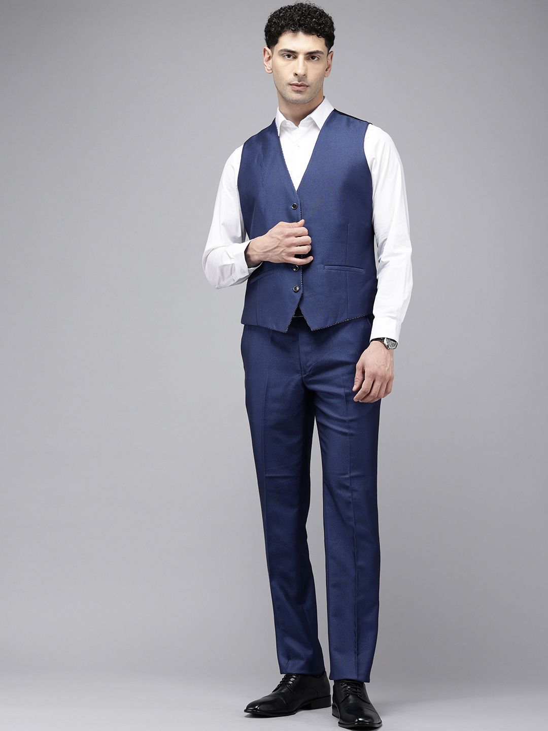 Park Avenue Self Design Super Slim Fit Single Breasted 3-Piece Party Suit