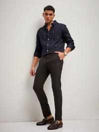 THE BEAR HOUSE Men Solid 4 Way Stretch Slim Fit Formal Trouser