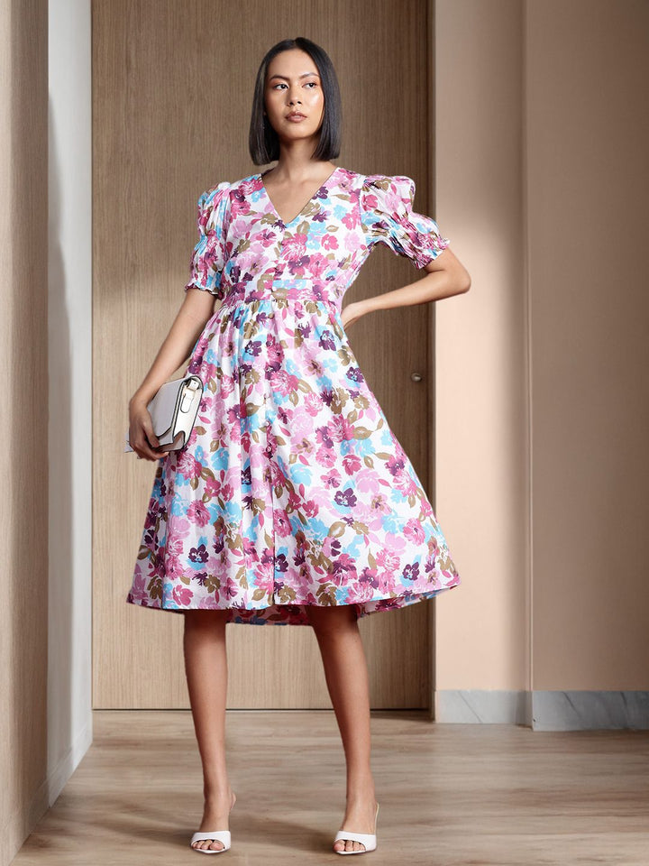 all about you Floral Print Pure Cotton A-Line Dress