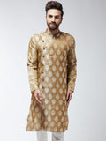 SOJANYA Lelaki Coklat Sulam Kurta Lurus