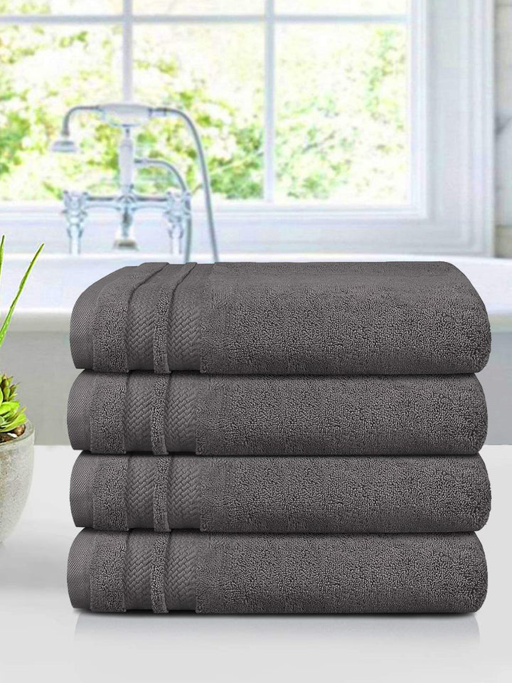 MYTRIDENT Charcoal Set of 4 Solid Hand Towel