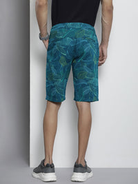 The Indian Garage Co Men Teal Blue & Green Printed Slim Fit Shorts