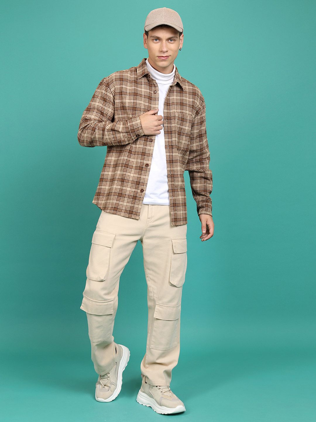 HIGHLANDER Tartan Checked Spread Collar Flannel Shirt