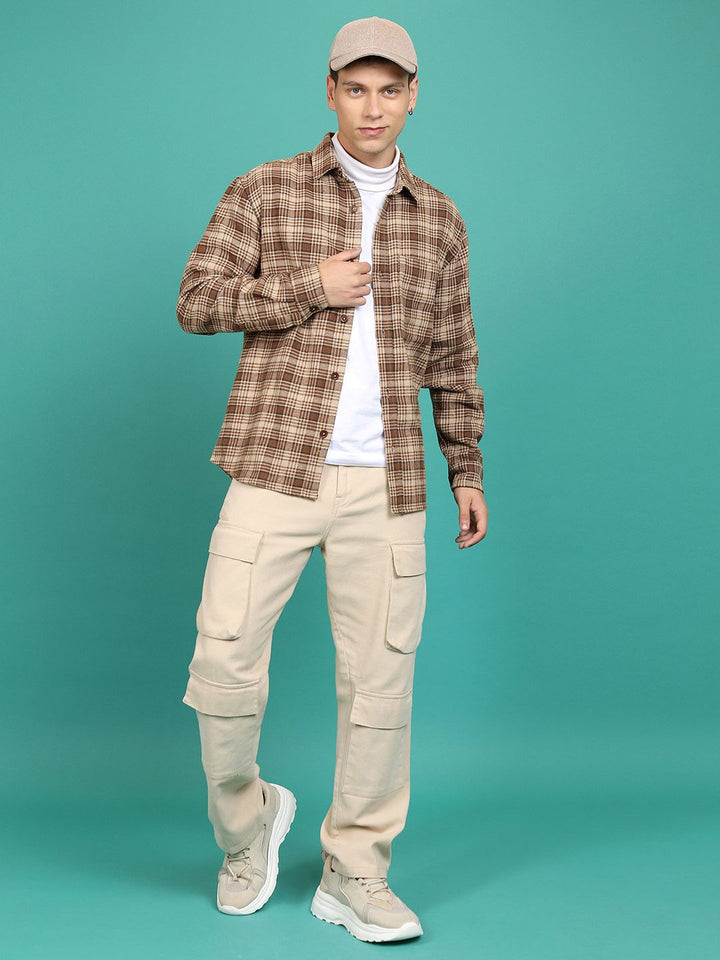 HIGHLANDER Tartan Checked Spread Collar Flannel Shirt