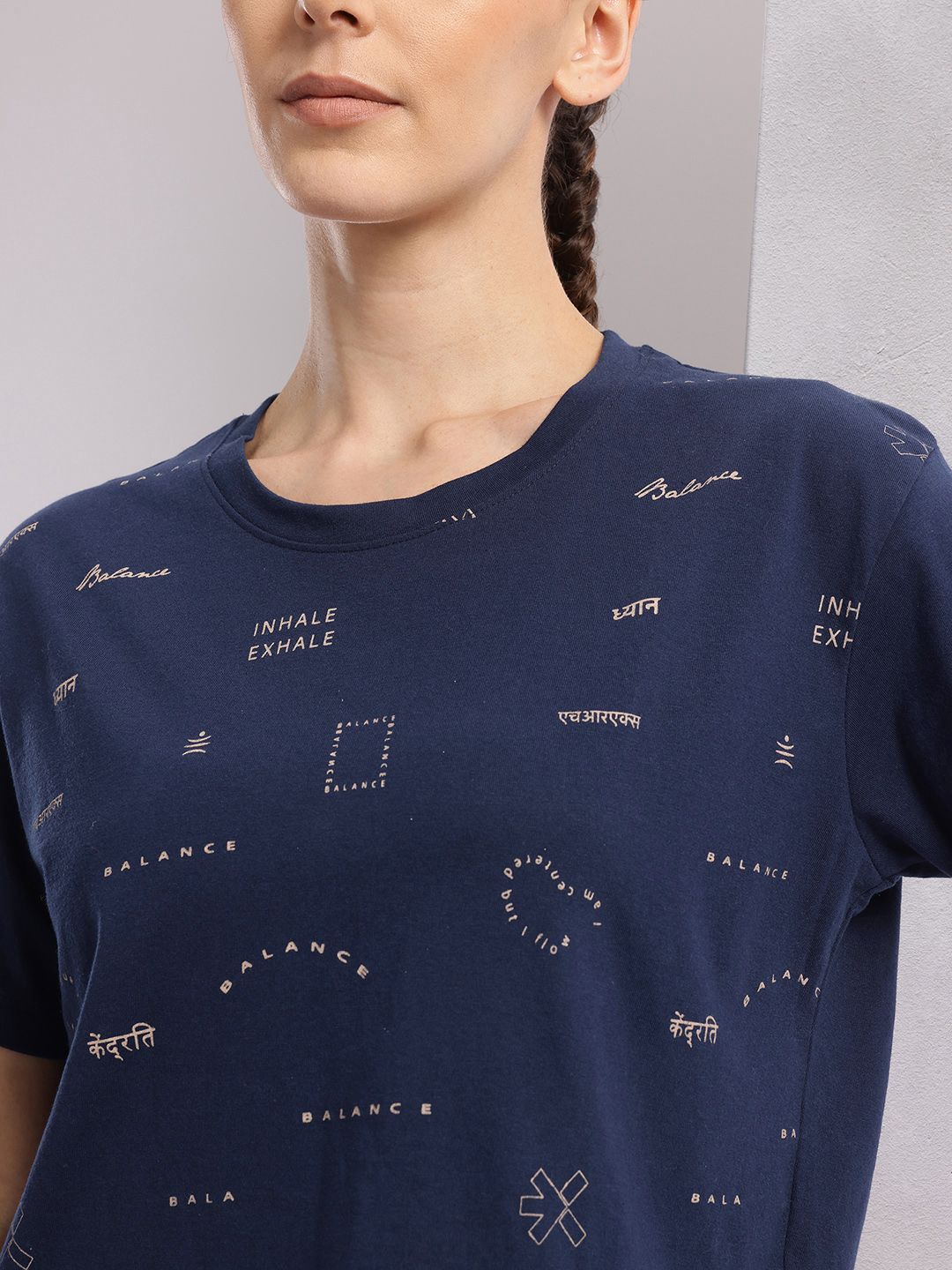 HRX by Hrithik Roshan Typography Printed Drop-Shoulder Sleeves Yoga T-Shirt