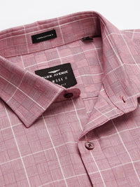 Park Avenue Men Pink Slim Fit Windowpane Checked Pure Cotton Formal Shirt