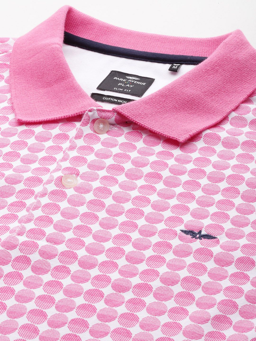 Park Avenue Men Geometric Print Polo Collar Slim Fit T-shirt
