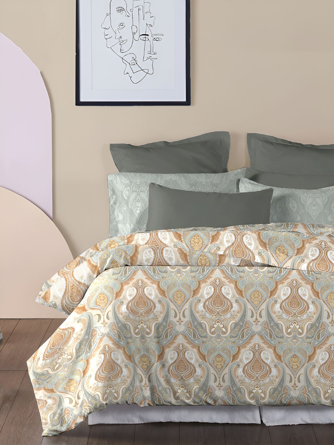 TRIDENT Diana Soft Comfort Flat 210TC King Pure Cotton Bedsheet Set
