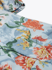 Berrylush Women Blue & Orange Printed Maxi Dress with High Slit Detail