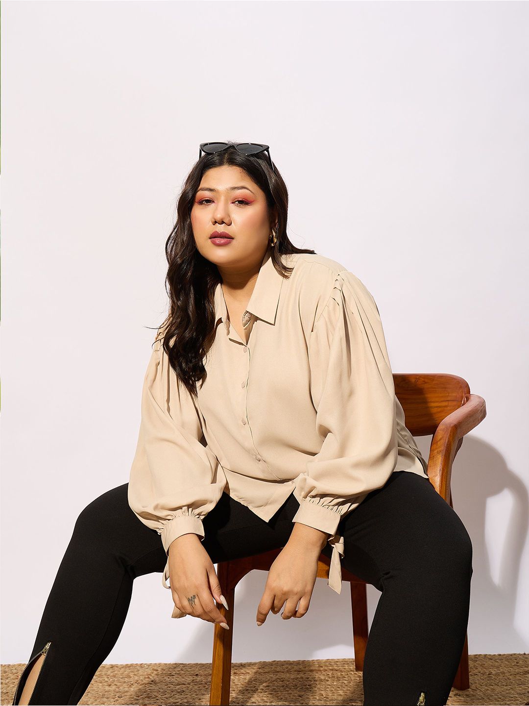 SASSAFRAS Curve Plus Size Oversized Casual Shirt