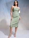 ESPYR By Tokyo Talkies Women Satin Bodycon Midi Dress