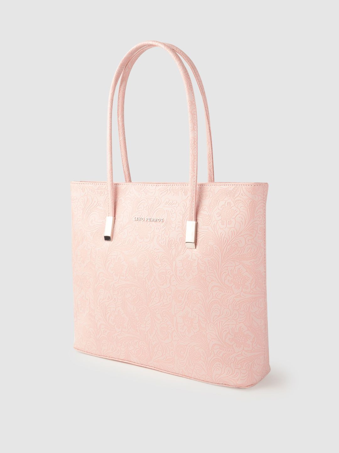 Lino Perros Peach-Coloured Ethnic Motifs Textured Laptop Bag