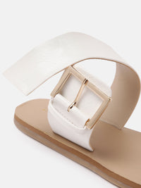 Lino Perros Women Open Toe Flats with Buckle Detail