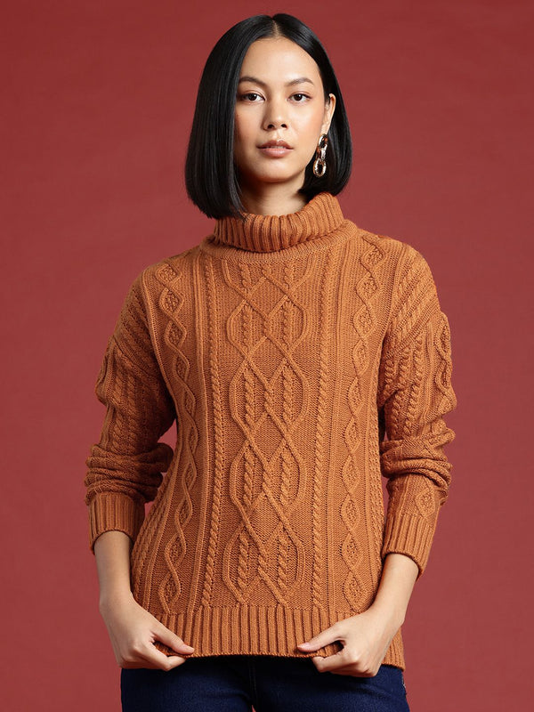 all about you Cable Knit Self-Design Turtle-Neck Pullover