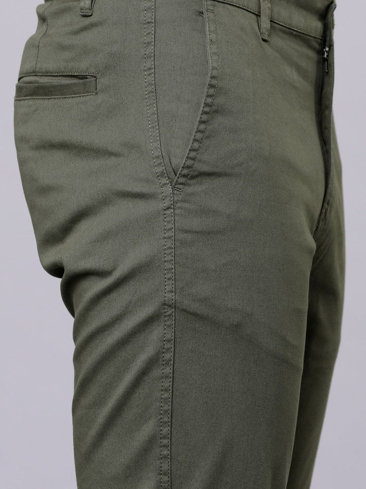 HIGHLANDER Men Olive Green Slim Fit Chinos