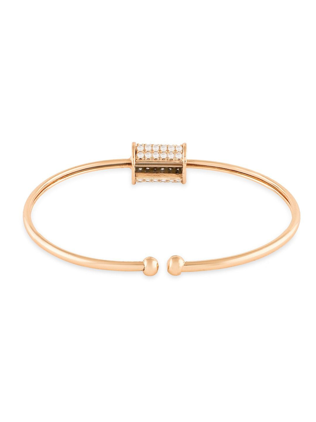 Zaveri Pearls Rose Gold-Plated Cubic Zirconia Stone Studded Kada Bracelet