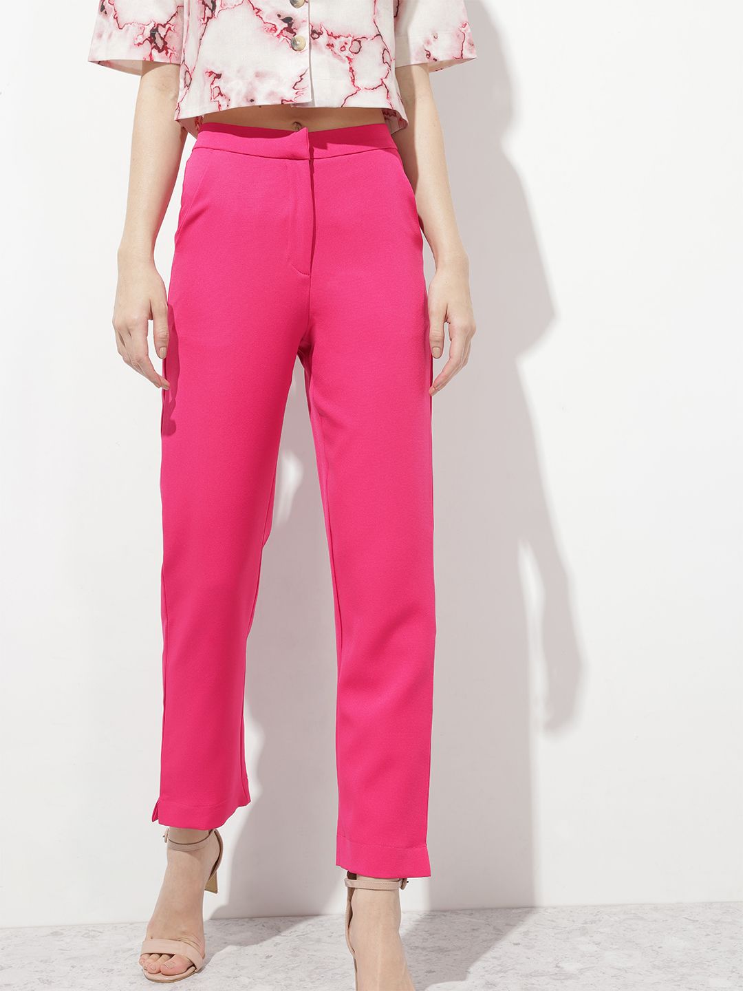 DressBerry Women Blushed Hue Essentials regular Fit Trousers