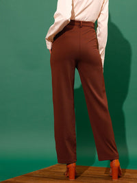 STREET 9 Women Mid-Rise Flat-Front Plain Loose Fit Trousers
