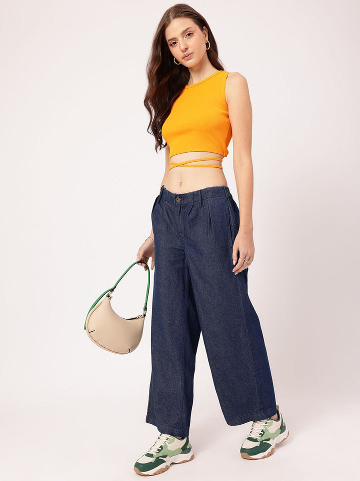 DressBerry Women Stylish Stitches Baggy Jeans