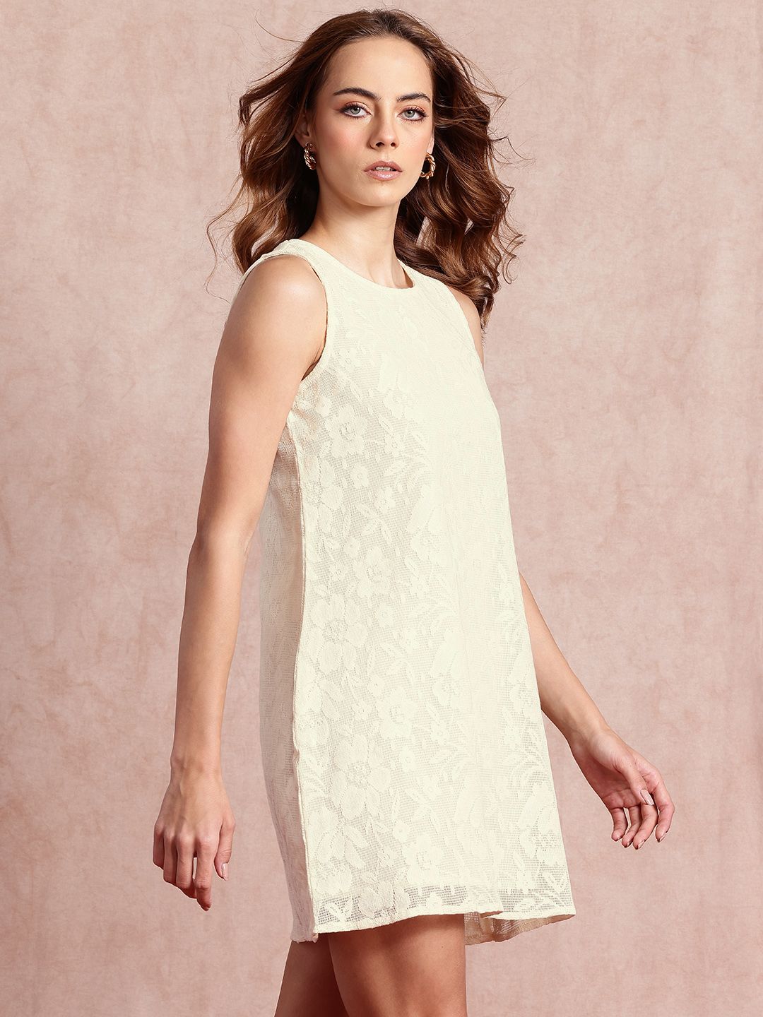 all about you Pure Cotton Floral Lace A-Line Mini Dress