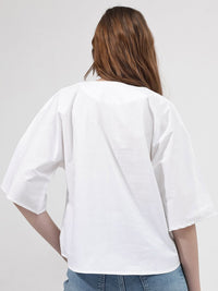 RAREISM Round Neck Flared Sleeve Cotton Top
