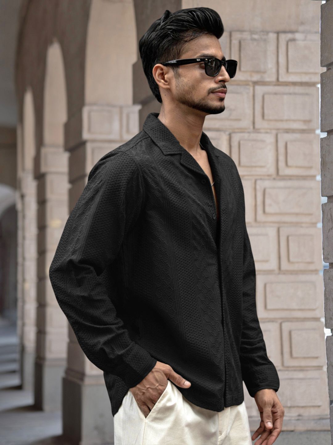 Powerlook Men Spread Collar Solid Casual Shirt