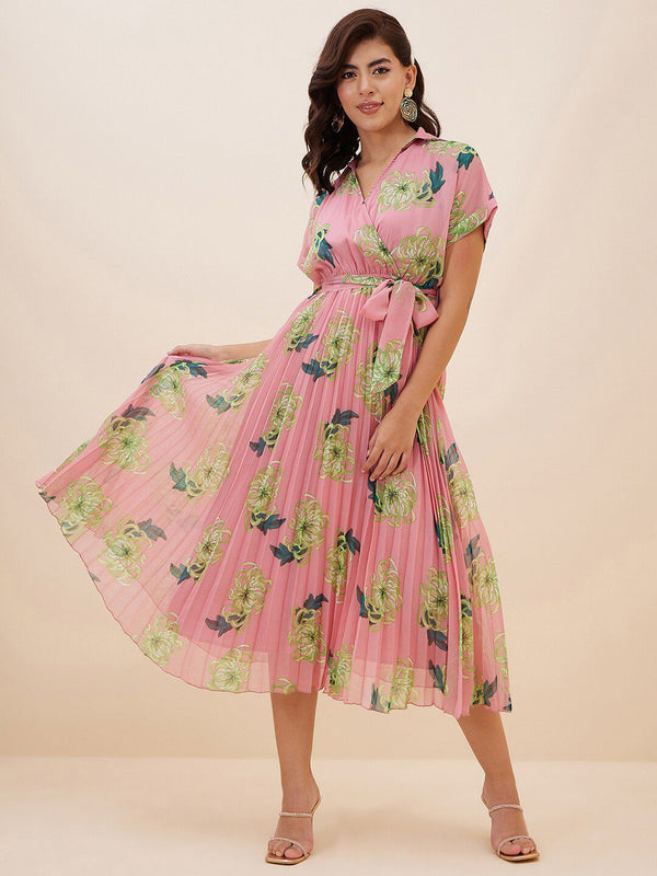 Antheaa Floral Printed Empire Midi Dress