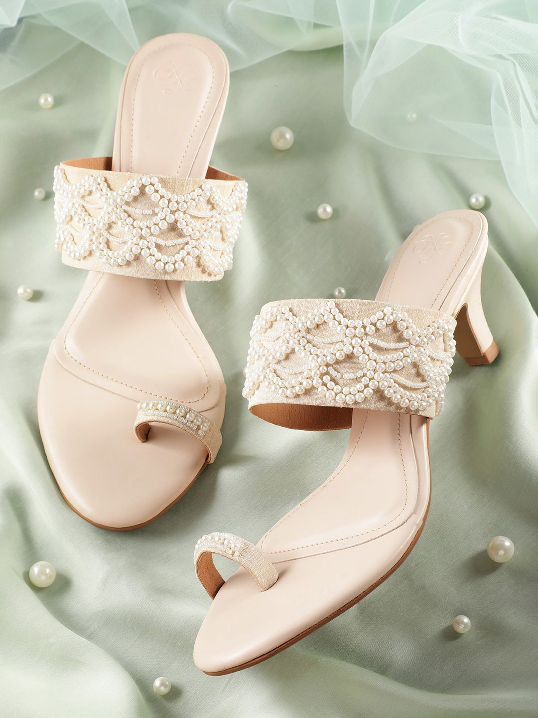 House of Pataudi Ethnic Embellished Kitten Heels