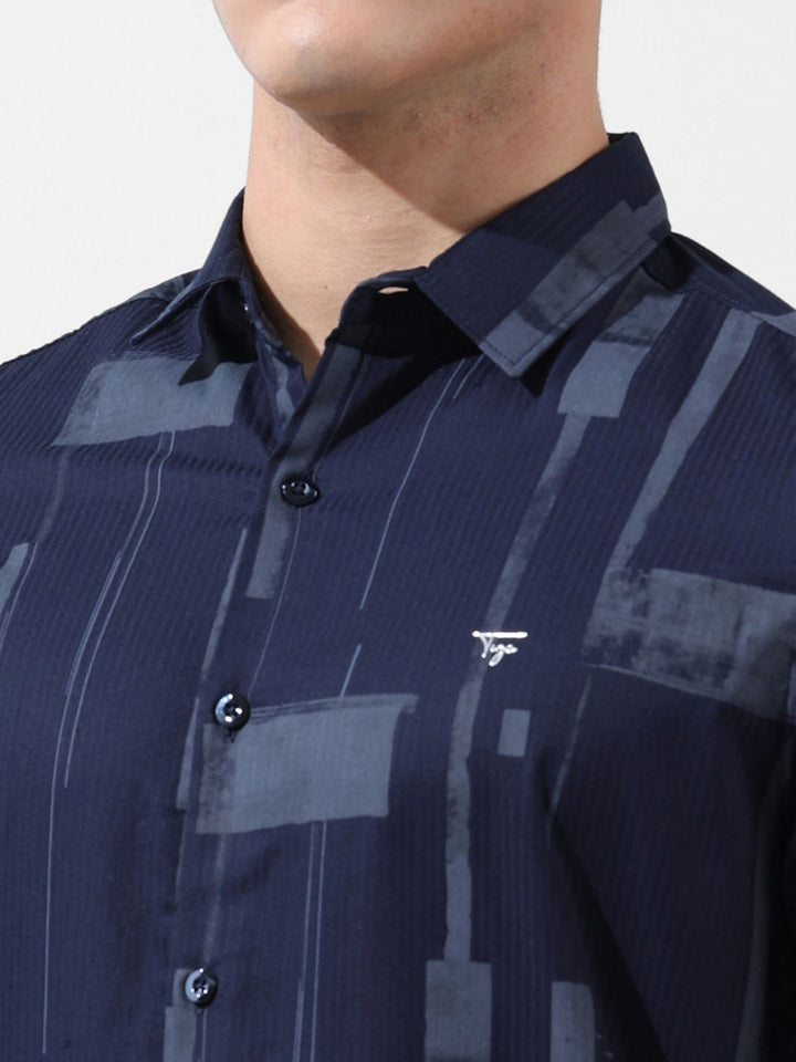 The Indian Garage Co Men Slim Fit Textured Party Shirt