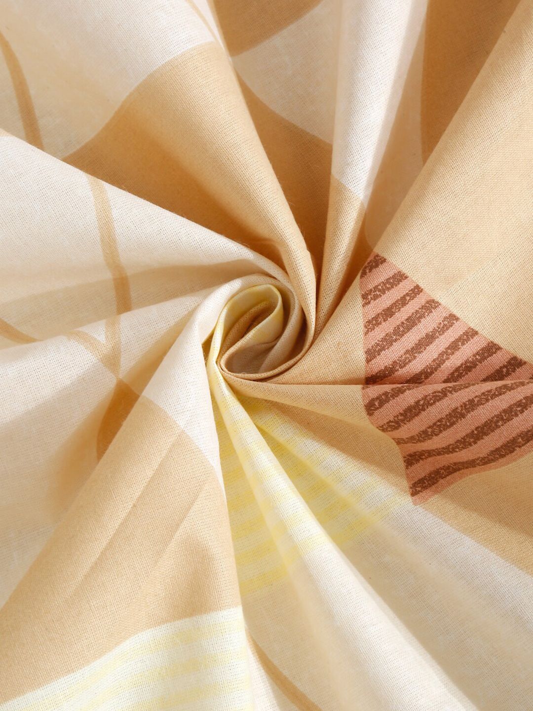 KLOTTHE Coklat Geometric Kapas Tulen 400 TC Cadar King Superfine dengan 2 Sarung Bantal-98 x 89 inci