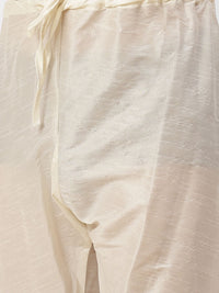SOJANYA Men Off White Kurta with Churidar & Jacket