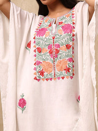 House of Chikankari Crafts Set Kaftan Wanita Solid Sulam Aari - Putih