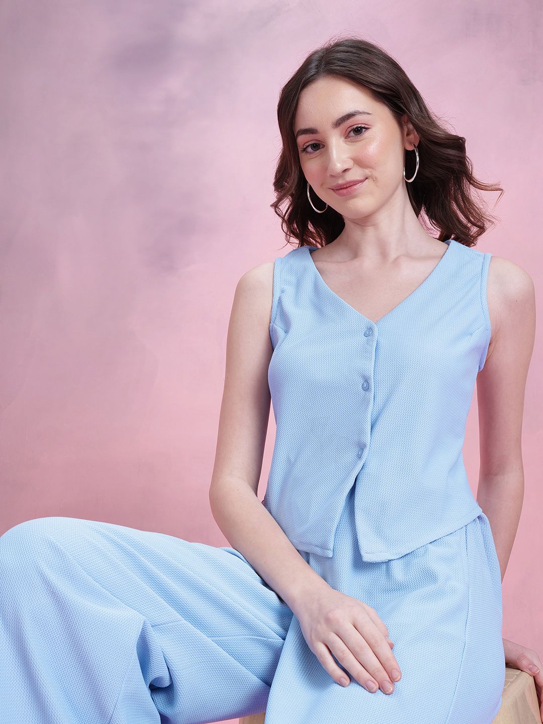 DressBerry Textured Pleated Co-Ords