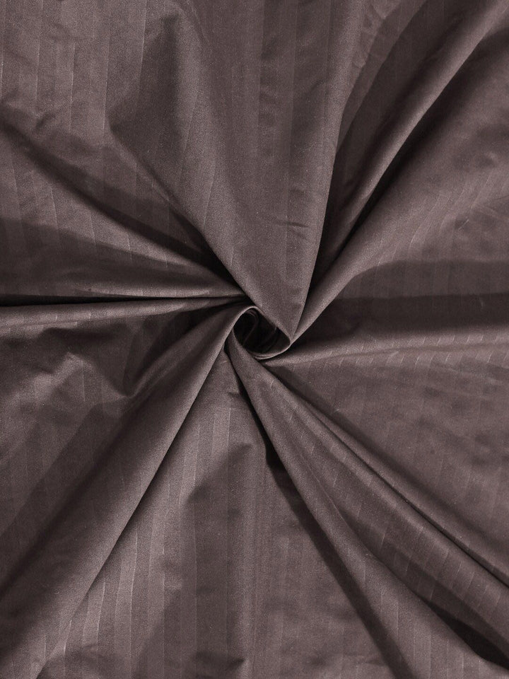 KLOTTHE Brown Striped 300 TC King Bedsheet With Pillow Cover