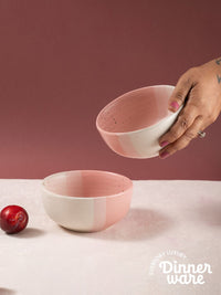 URBAN SPACE Pink 2 Pieces Printed Matte Dishwasher and Microwave Safe Bowls