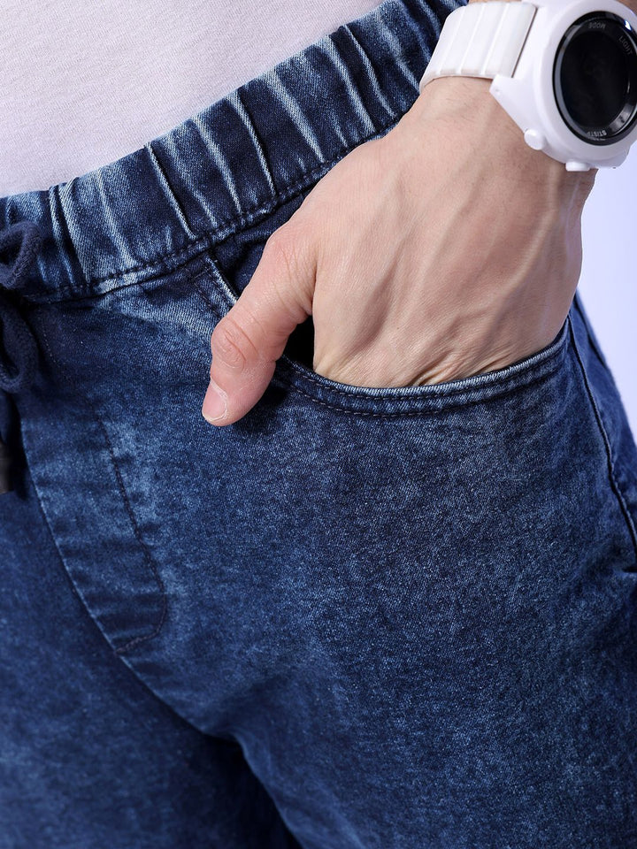The Indian Garage Co Men Mid-Rise Heavy Fade Stretchable Cargo Jogger Jeans