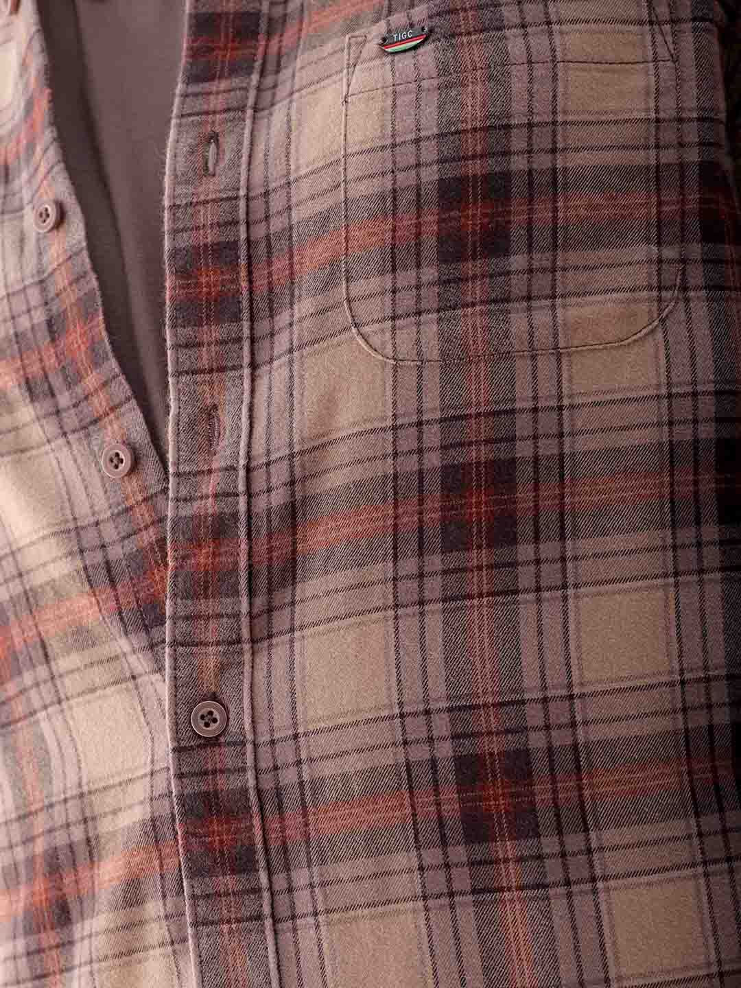 The Indian Garage Co. Spread Collar Slim Fit Tartan Checks Cotton Casual Shirt