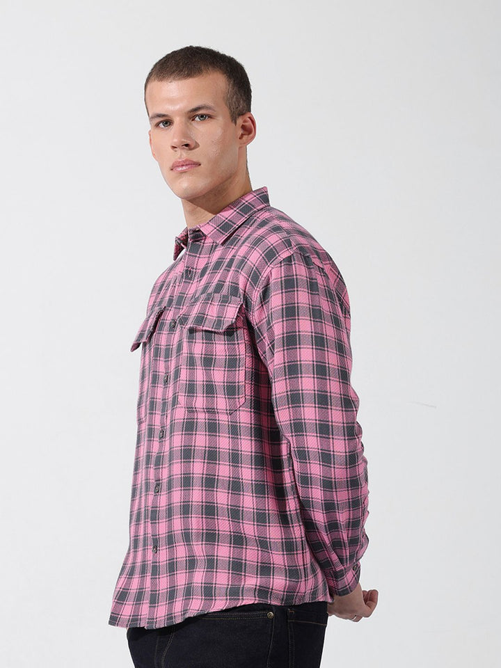 The Indian Garage Co Men Relaxed Fit Checkered Dobby Casual Shirt